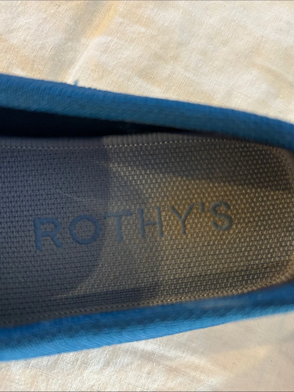 Rothy's Teal Canvas Penny Loafers with Purple Heel Accent sz 7.5 - Picture 6 of 6